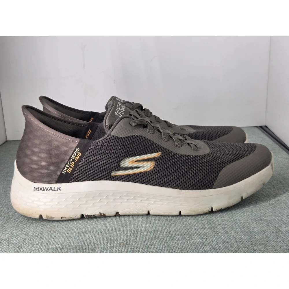 Skechers Slip-Ins GOwalk Flex Brown Comfort Shoes 216324 Mens 14